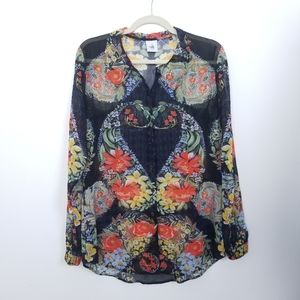 Cabi | Floral Print Button Down Blouse